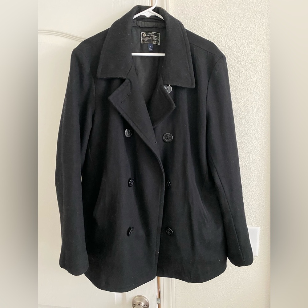 J. Crew MEN’S double breasted wool pea coat, size L
